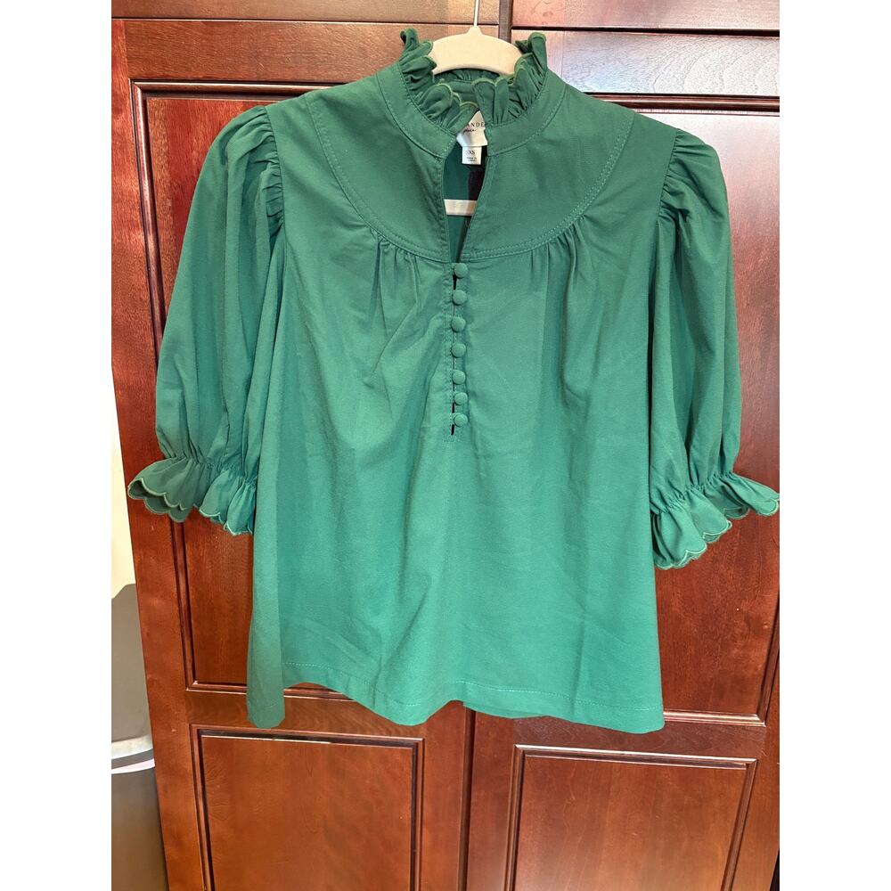 Tuckernuck Pomander Place Selena Hunter Green Blouse Size XS - Picture 2 of 12